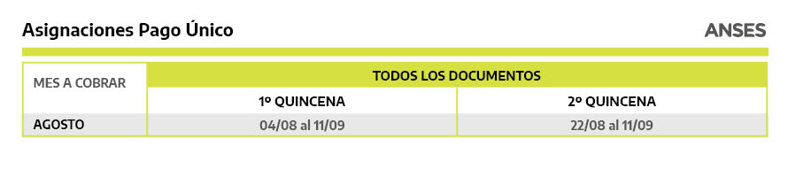Asignaciones Pago Único